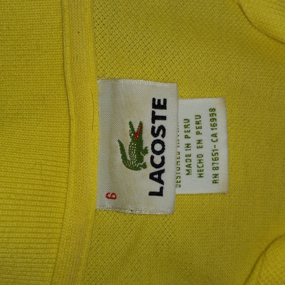 Bnwot lacoste yellow polo size 6 - Picture 2 of 4